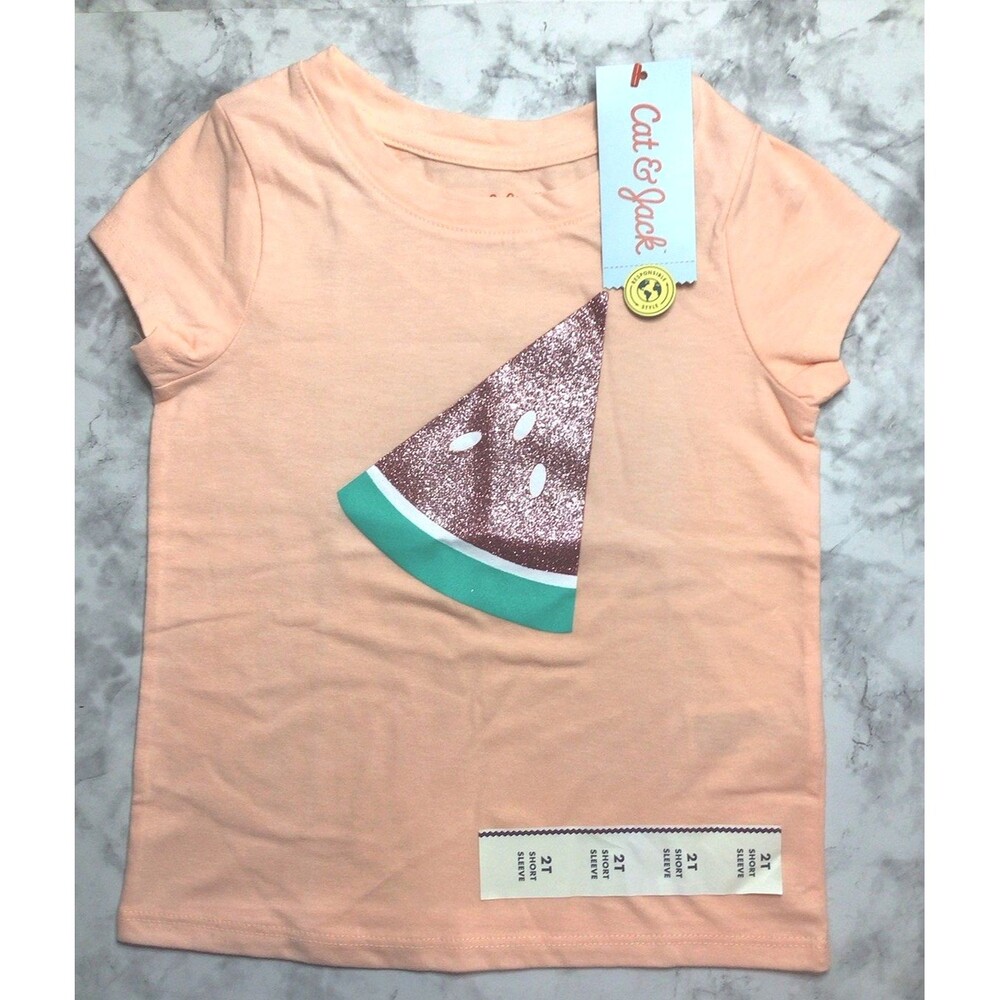 Cat & Jack  Sparkle Watermelon Youth Girls Tee Shirt Sz 2T